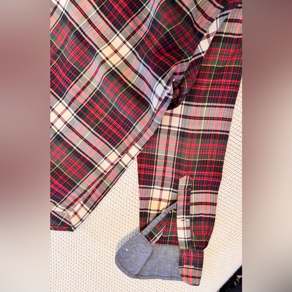 CREWCUTS J. Crew Boys Tartan Plaid Button Down Shirt Red White Black - Picture 5 of 9